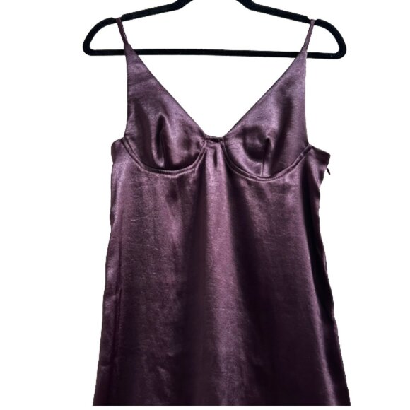 NWT Olivaceous Burgundy Purple Wine Satin Slip Dress Spaghetti Strap Small - Picture 10 of 14